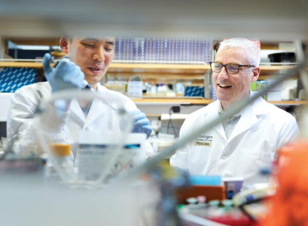 Sean P. J. Whelan, PhD (right), and postdoctoral fellow Zhuoming Liu, PhD.